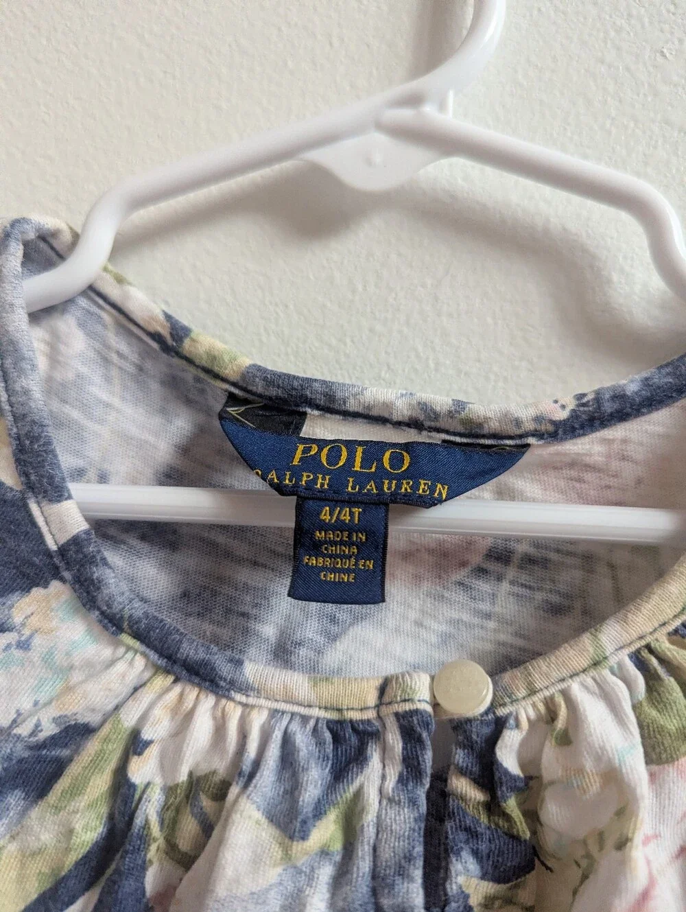 Polo Ralph Lauren Dress 4t Girls Blue Watercolor Floral